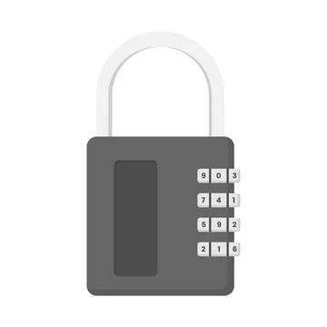 Combination Padlock Flat Illustration. Clean Icon Design Element on Isolate.. Stock Illustration