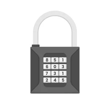 Combination Padlock Flat Illustration. Clean Icon Design Element on Isolate.. Stock Illustration