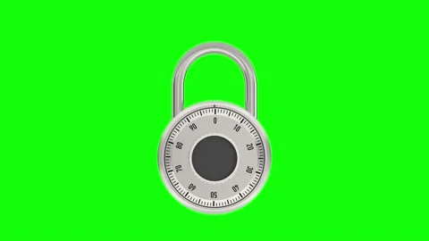 Combination padlock on green background. Isolated 3d render Stock Footage 229640741