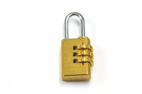 Combination padlock isolated on white background 스톡 사진