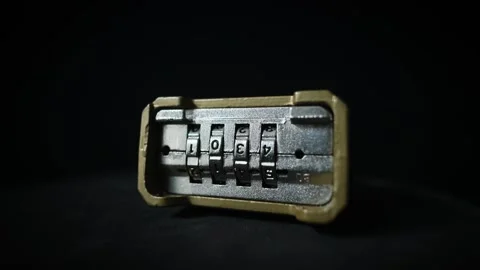 Combination Padlock Rotating On Dark Background Stock Footage 338189863