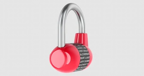 Combination padlock rotation animation seamlessly loopable. 3D rendering is.. Stock Footage 321561640