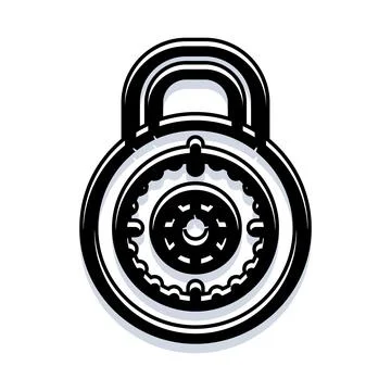Combination padlock securing data and access control Stock Illustration