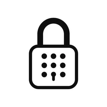 Combination Padlock Security Line Icon Isolated on White Background Stock Illustration