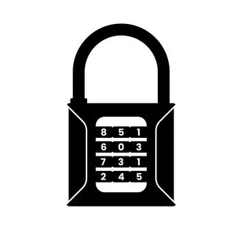 Combination Padlock Silhouette. Black and White Icon Design Elements on Iso.. Stock Illustration