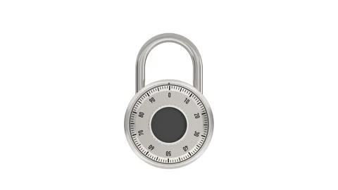 Combination padlock on white background. Isolated 3d render Stock Footage 229640740