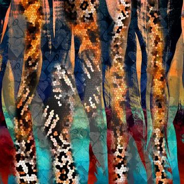 Combination Pattern work, Dress, Textile, Pillow, Textile Digital Printing Patte Illustrazione stock