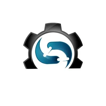 Combination pipe instalation hot cold symbol with gear plumbing logo design v Stockillustratie