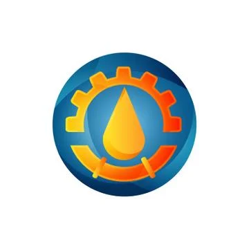 Combination pipe instalation hot cold symbol with gear plumbing logo design v Stock Illustration