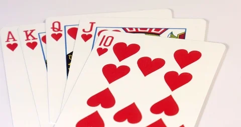 Combination of playing cards poker game flash royal close-up Stock Footage 106397275