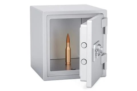 Combination safe box with bullet, 3D rendering Stock-Illustration