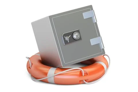 Combination Safe Box with lifebuoy, 3D rendering Ilustración de archivo