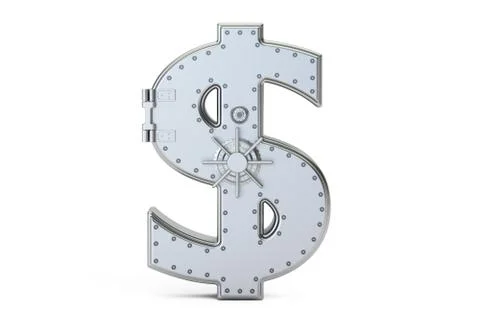 Combination safe box in shape of sign dollar, 3D rendering Stock Illustration