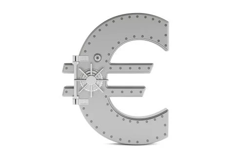Combination safe box in shape of symbol euro, 3D rendering Stock Illustration