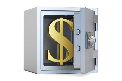 Combination safe box with symbol of dollar, 3D rendering Stock-Illustration