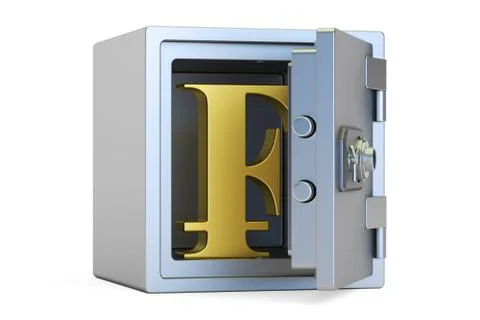 Combination safe box with symbol of franc, 3D rendering Stock-Illustration
