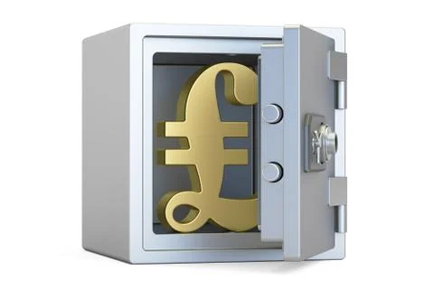 Combination safe box with symbol of pound sterling, 3D rendering 스톡 일러스트