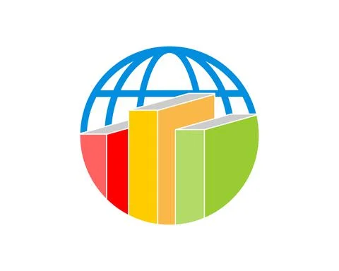 Combination stacks of book with blue globe Illustrazione stock