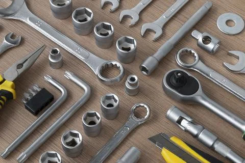A combination tool set for auto repair shops, repairs, Stock Photos