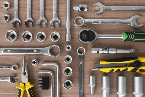 A combination tool set for auto repair shops, repairs, Stock Photos