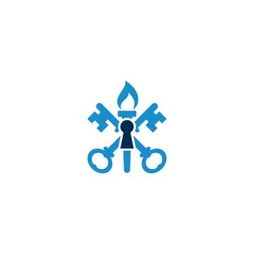 Combination of torch, key and keyhole logo design vectors Stock Illustration