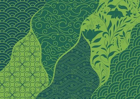 Combination of traditional Asian patterns, Abstract background, Decorative .. Stock Illustration