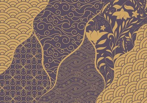 Combination of traditional Asian patterns, Abstract background, Decorative .. Stock Illustration