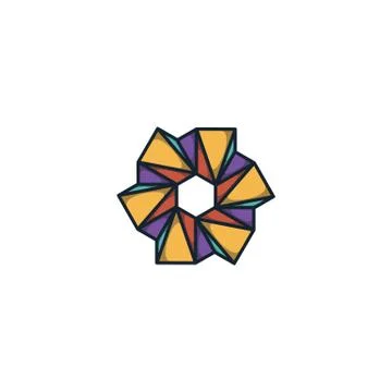 Combination of triangle and hexagon logo design vector Stock Illustration