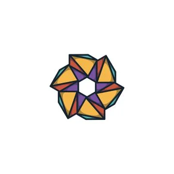 Combination of triangle and hexagon logo design vector Stock Illustration