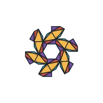 Combination of triangle and hexagon logo design vector Stock Illustration