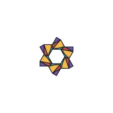 Combination of triangle and hexagon logo design vector Stock Illustration