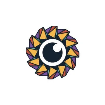 Combination of triangle and lens logo design vector Stock Illustration