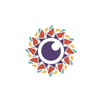 Combination of triangle and lens logo design vector Stock Illustration