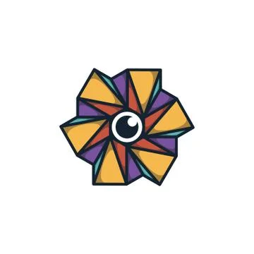 Combination of triangle and lens logo design vector Stock Illustration
