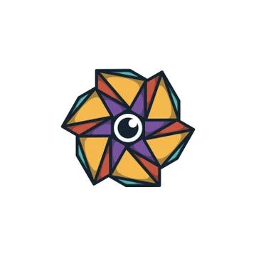 Combination of triangle and lens logo design vector Stock Illustration