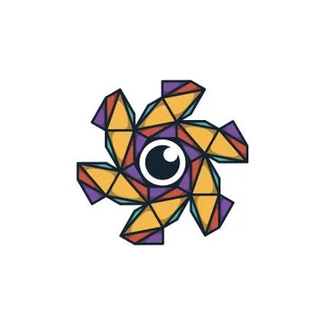 Combination of triangle and lens logo design vector Illustrazione stock