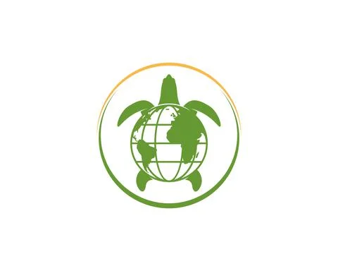 Combination turtle with globe in the circle logo Stock Illustration