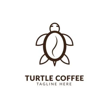 A combination of turtle turtle coffee.turtle logo, simple, clean and elegant, Stock Illustration