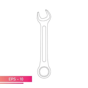 Combination wrench for nuts. Linear design. On a white background. Tools for an Stock Illustration