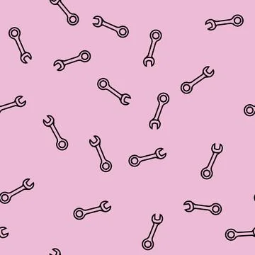 Combination wrench tool line seamless pattern Illustrazione stock