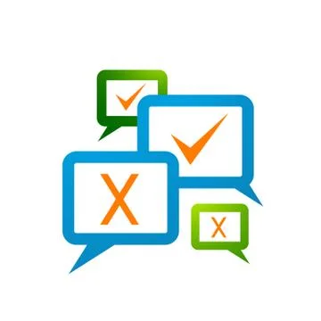 Combination of X and V check mark for online questionnaire logo design vector Stock Illustration