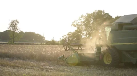 Combine in Dusty Field Stock Footage 52086753