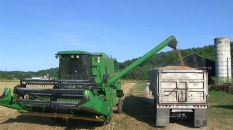 Combine Emptying Wheat 03 Stock Footage 8601885