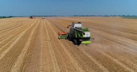 The combine ends up working in the field Video stock 127810675