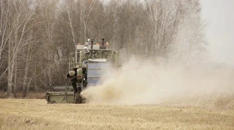 Combine on the field 8 Stock Footage 31957485
