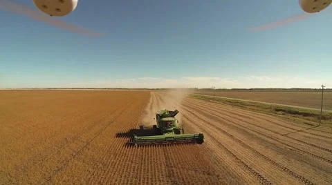 Combine fly over aerial Video stock 50223422