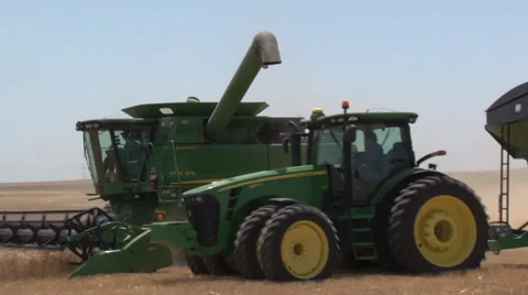 Combine With Grain Cart Video stock 35580497