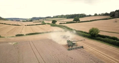 Combine harvester from above Stock Footage 88922542