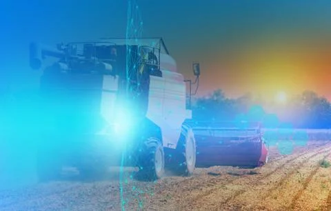Combine harvester control using artificial intelligence, an abstract view of Stock Photos