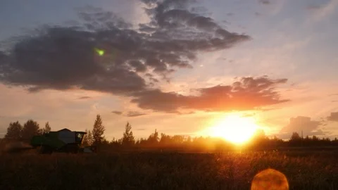 Combine harvester on field of wheat 스톡 동영상 158455385